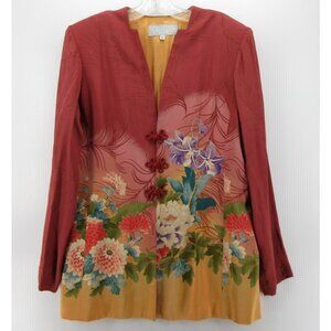 VINTAGE Dorothy Schoelen Platinum Top 12 Art To Wear Floral Blouse